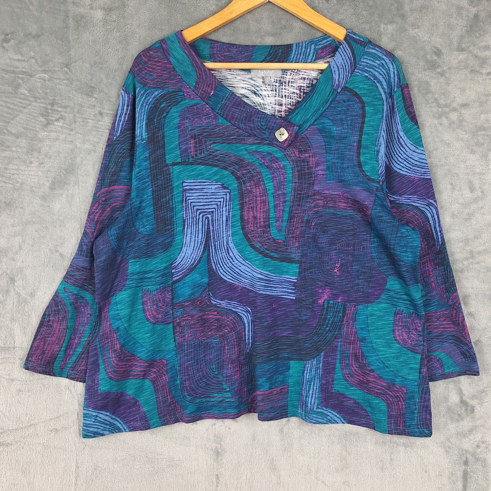 Habitat Artsy Top Womens XL Art To Wear Boxy Boho Tunic Maximalist Relaxed